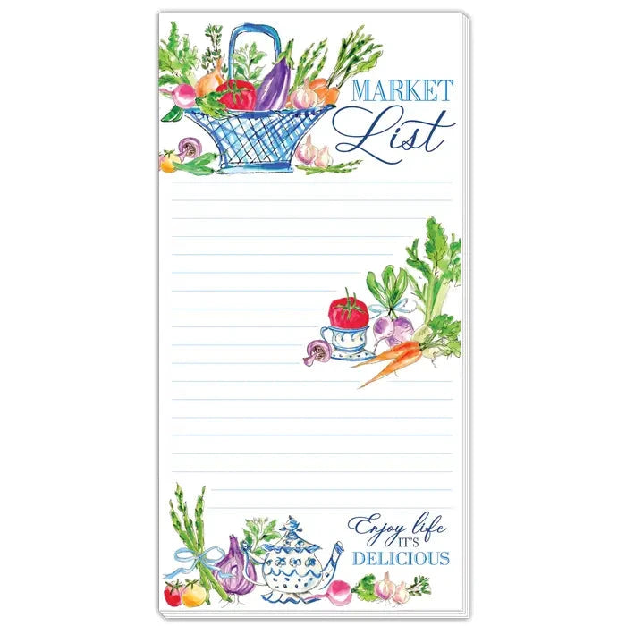 Handpainted Market List with Vegetables Notepad Notebooks & Notepads Rosanne Beck 