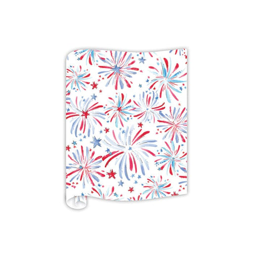 Handpainted Red, White and Blue Fireworks Table Runner Wrapping Paper Rosanne Beck 