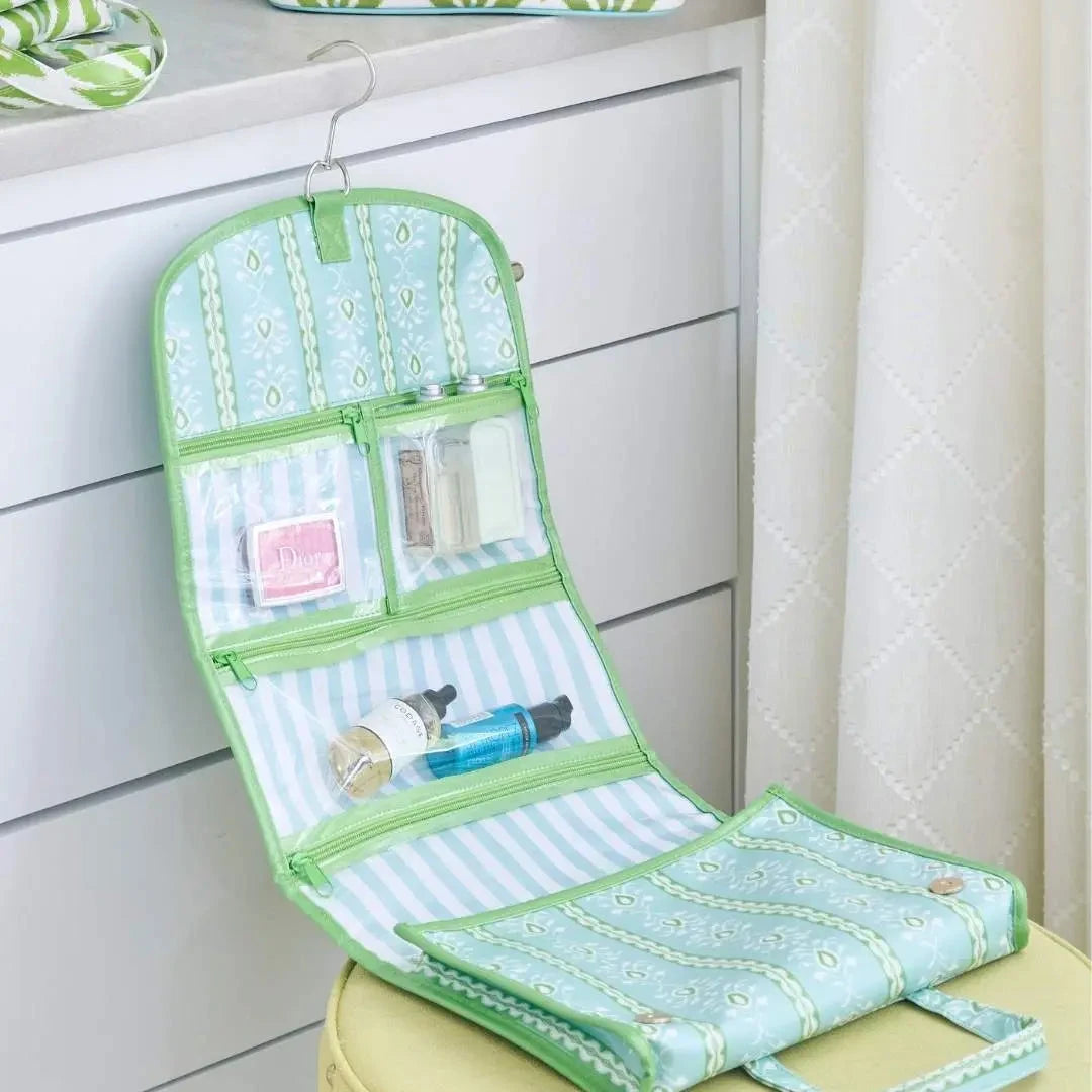 Hanging Travel Case - Rosemary Stripe Blue Cosmetic/Accessories Bags Laura Park Design 