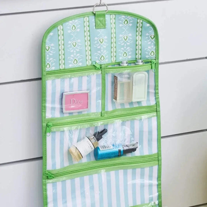 Hanging Travel Case - Rosemary Stripe Blue Cosmetic/Accessories Bags Laura Park Design 