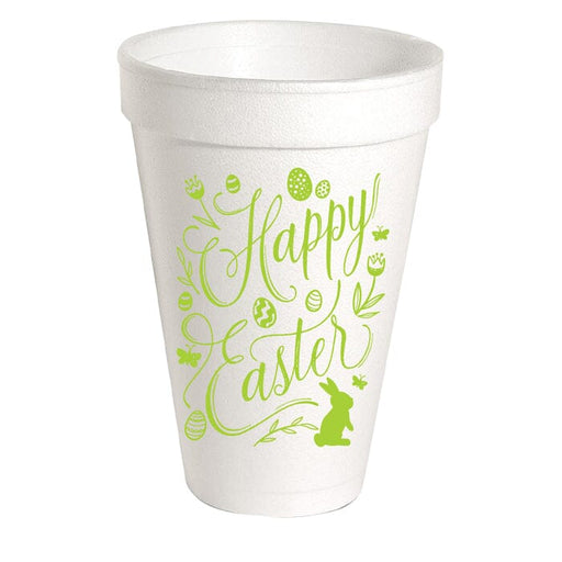 Happy Easter Green Bunny and Eggs Styrofoam Cups Drinkware Rosanne Beck 