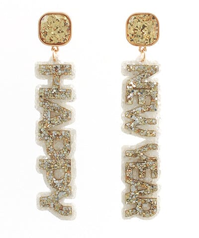 HAPPY NEW YEAR Glitter Earrings Womens Earrings Golden Stella 