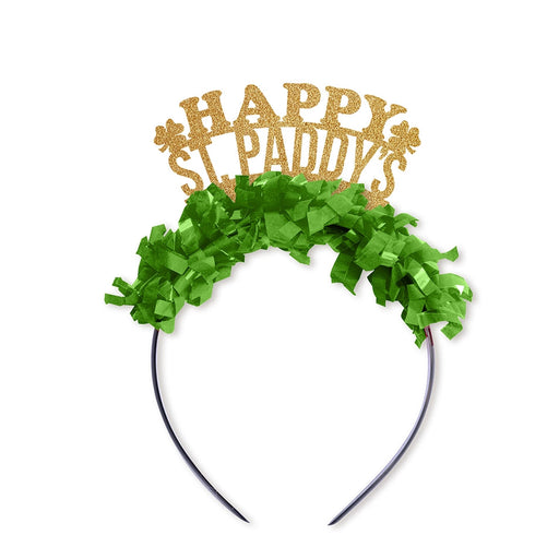 Happy St. Paddy's Party Headband Crown - Green and Gold Womens Headband Festive Girl 