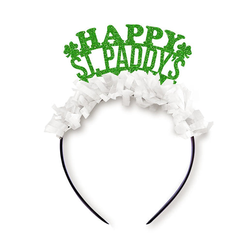 Happy St. Paddy's Party Headband Crown - Green and White Womens Headband Festive Girl 