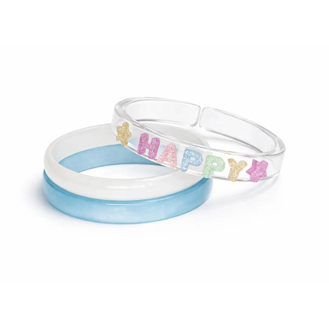 Happy Stars Pastel Bangles Girl Bracelet Lilies and Roses 