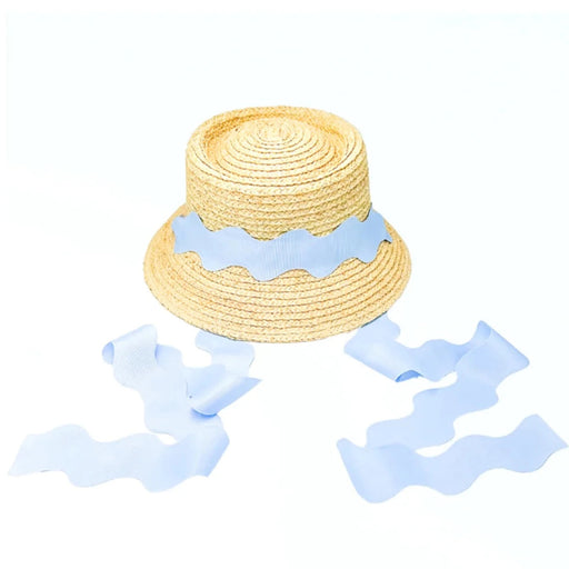 Harbor Hat - Blue Scalloped Ribbon Child Sunhat Bits & Bows 