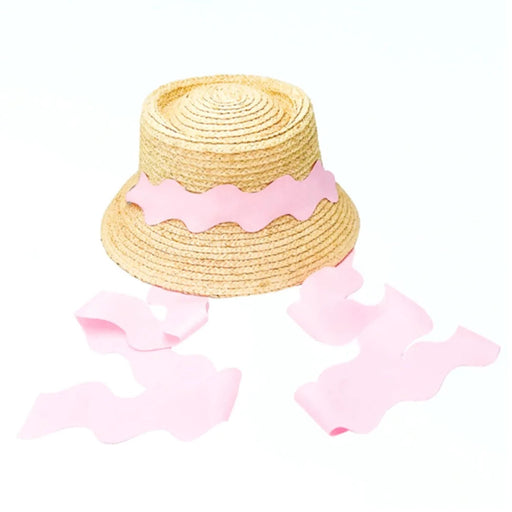 Harbor Hat - Pink Scalloped Ribbon Child Sunhat Bits & Bows 