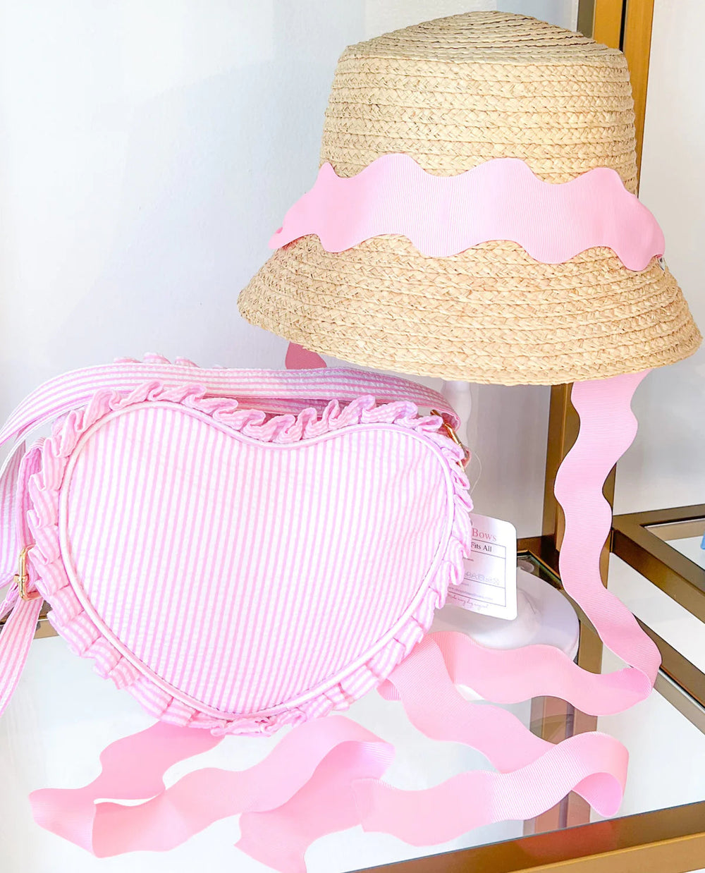 Harbor Hat - Pink Scalloped Ribbon Child Sunhat Bits & Bows 