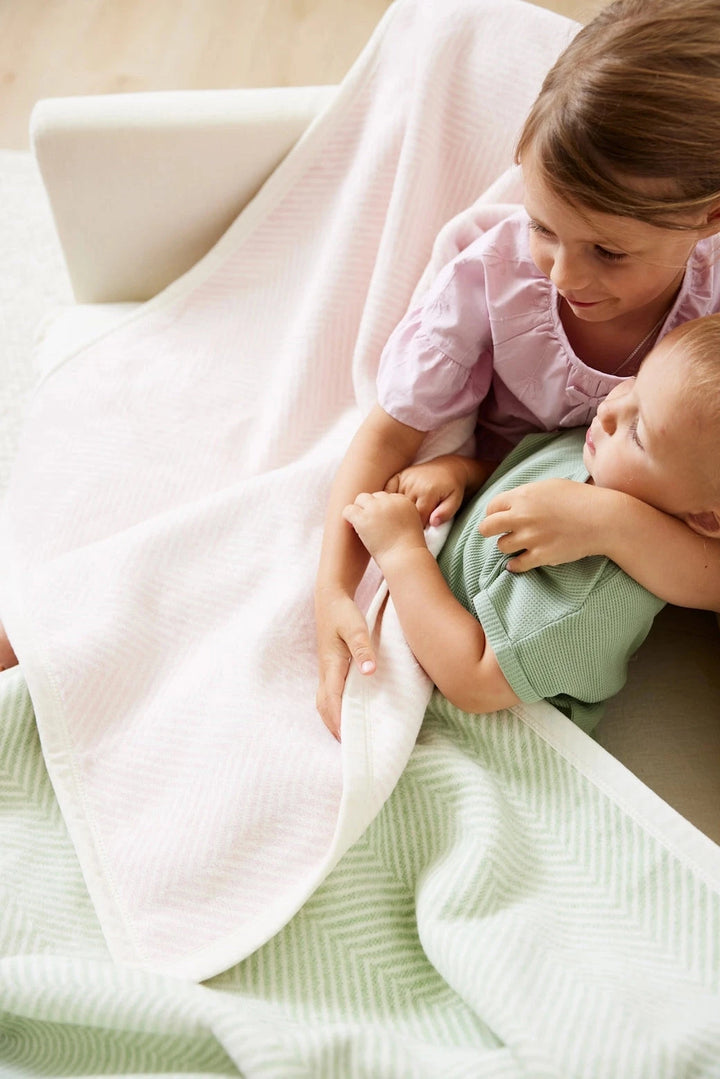 Harborview Herringbone Ballet Pink Mini Baby Blanket ChappyWrap 