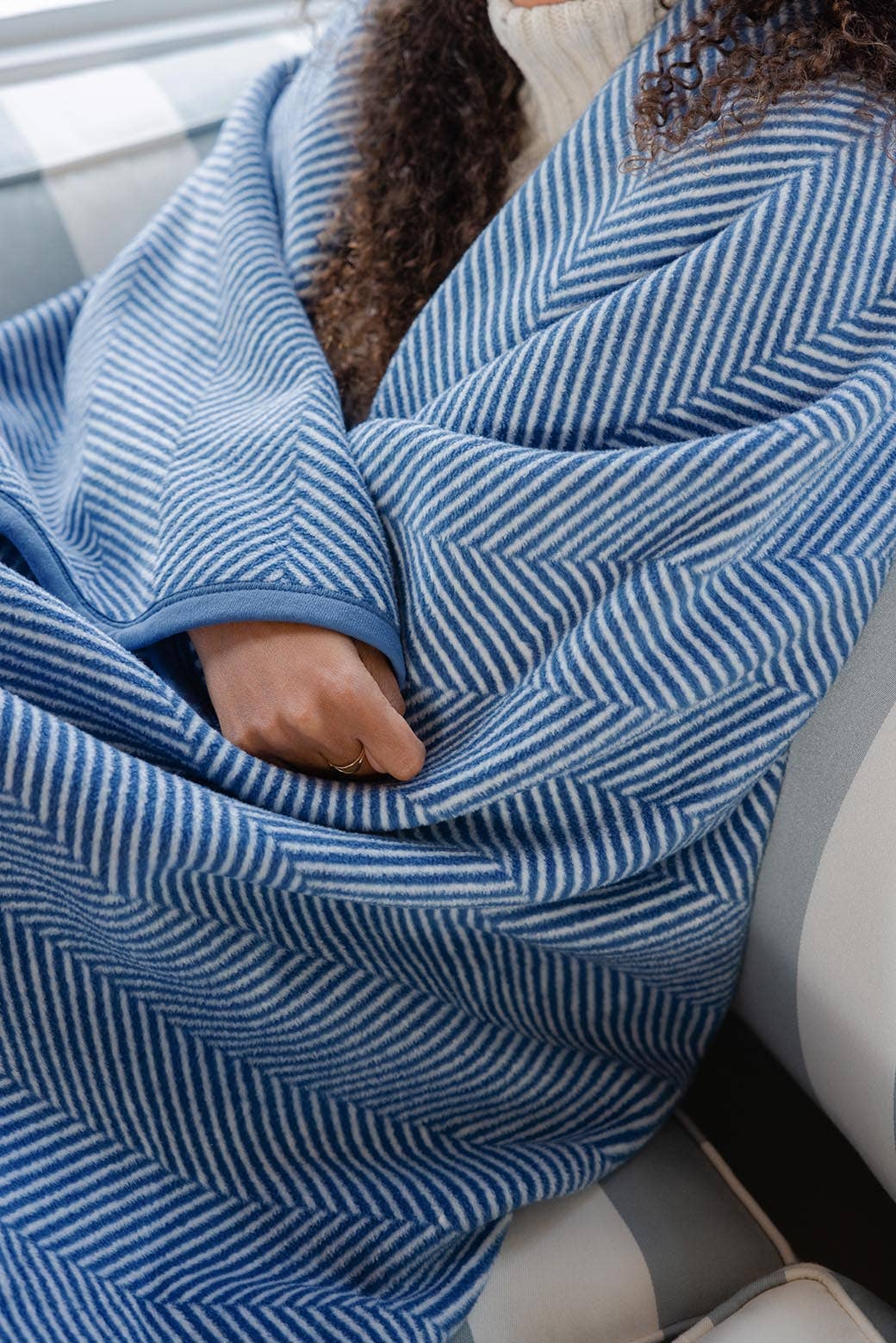Harborview Herringbone Cornflower Blanket: Original Blanket ChappyWrap 