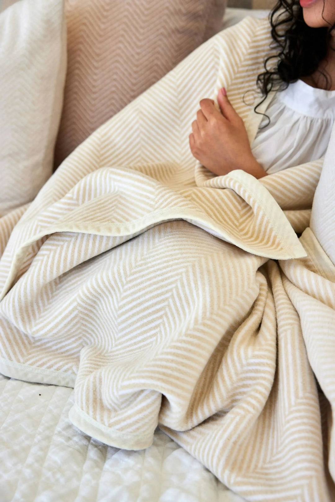 Harborview Herringbone Cream Blanket Blanket ChappyWrap 