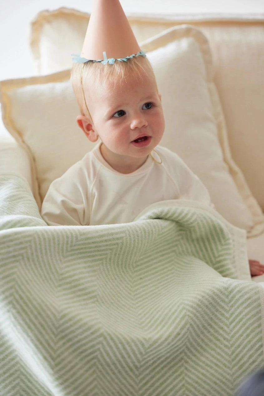 Harborview Herringbone Sprout Green Mini Blanket Baby Blanket ChappyWrap 