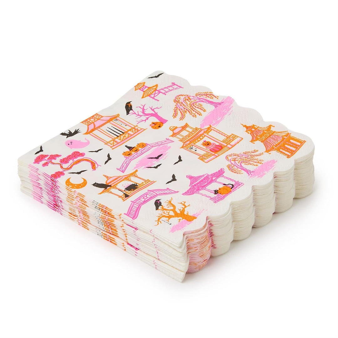 Haunted Pagoda Scalloped Cocktail Napkins Cocktail Napkins Two's Company 