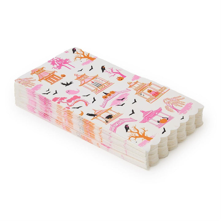 Haunted Pagoda Scalloped Guest Towels Cocktail Napkins Two's Company 