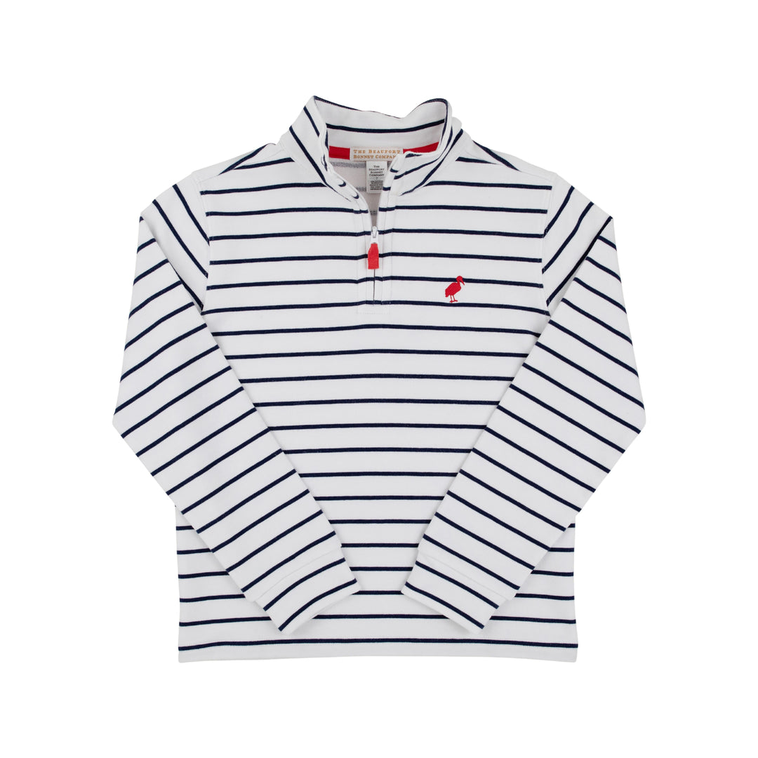 Hayword Half-Zip - Nantucket Navy Stripe Boy Sweater Beaufort Bonnet 