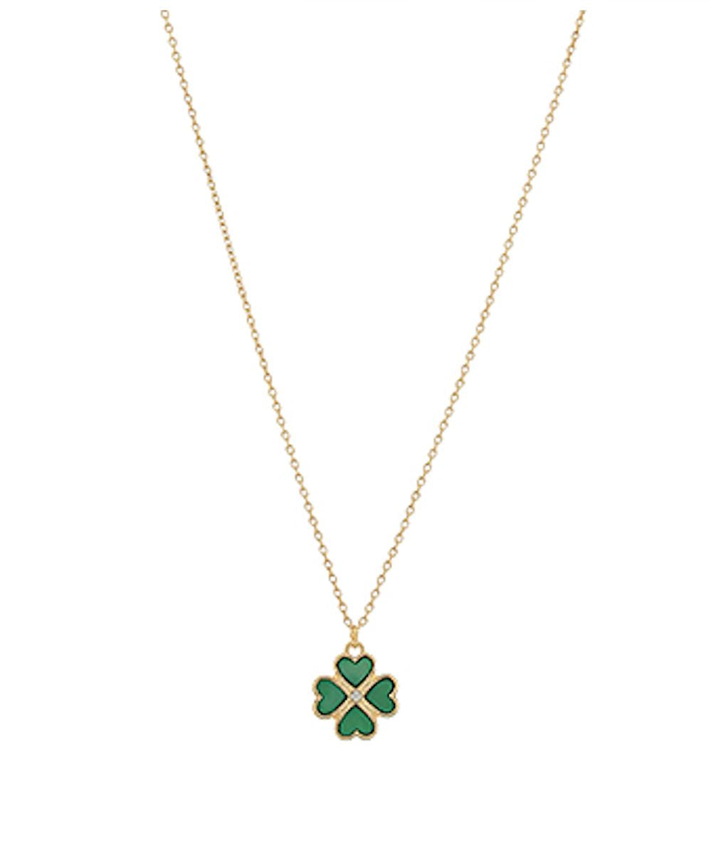 Heart Clover Pendant Necklace Womens Necklace Golden Stella 