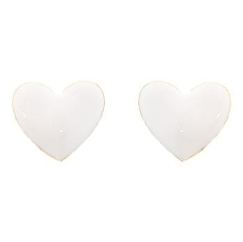 Heart Enamel Studs Earrings Golden Stella White 