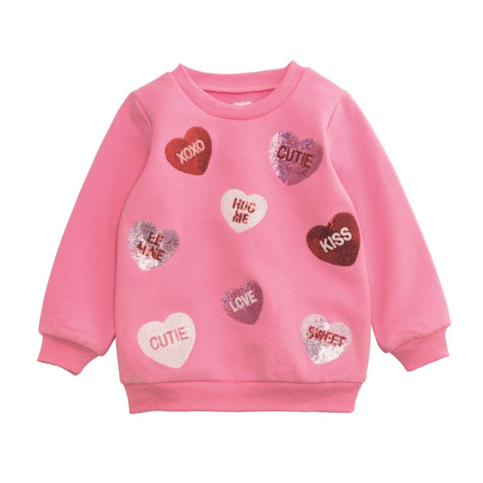 Heart Sequin Sweatshirt Girl Sweater MudPie 