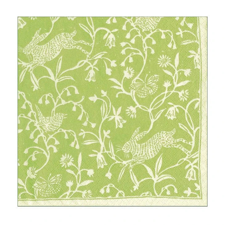 Hedgerow Moss Green Cocktail Napkin - 20 Per Package Cocktail Napkins Caspari 