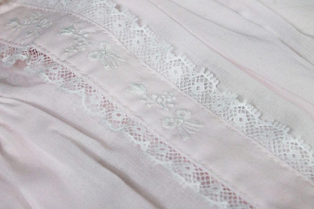 Heirloom Lace Hand Embroidered Sack - Pink Baby Gown Petit Ami 