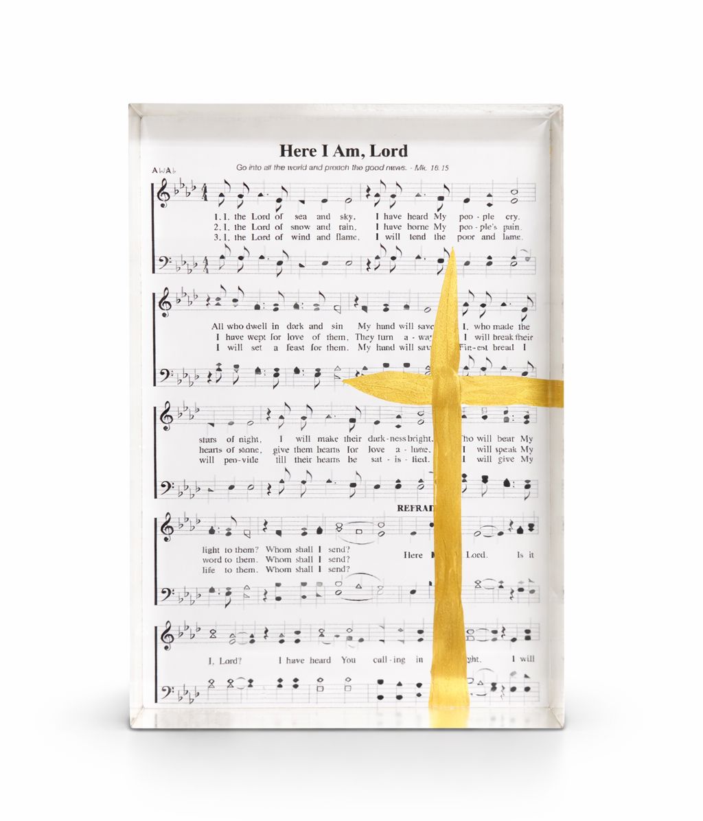 Here I Am Lord Hymn Art Block - White Home Decor Art by Susan 