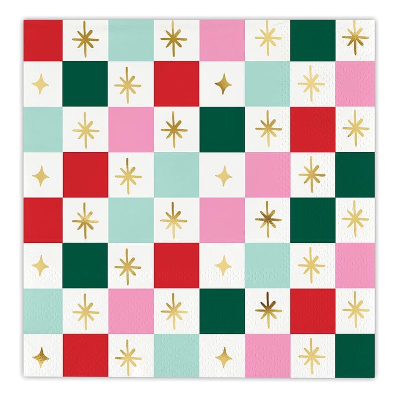 Holiday Checkerboard Cocktail Napkins Cocktail Napkins Creative Brands - Slant 