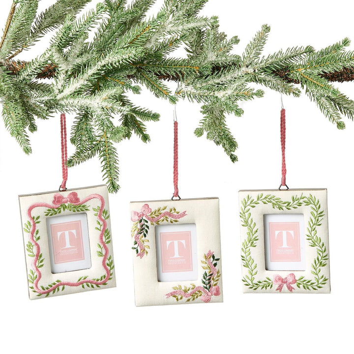 Holiday Memories Embroidered Frame Ornaments Christmas Ornament Two's Company 