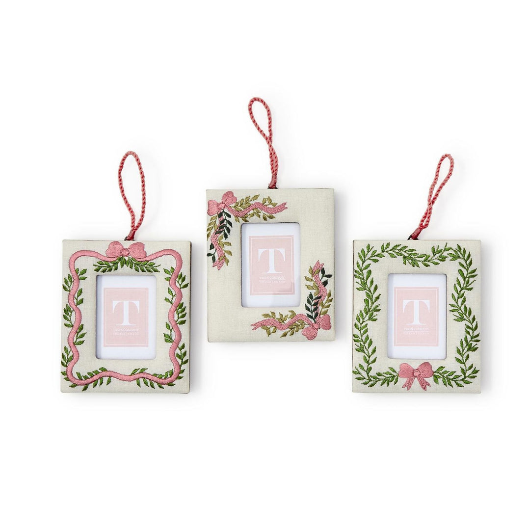 Holiday Memories Embroidered Frame Ornaments Christmas Ornament Two's Company 