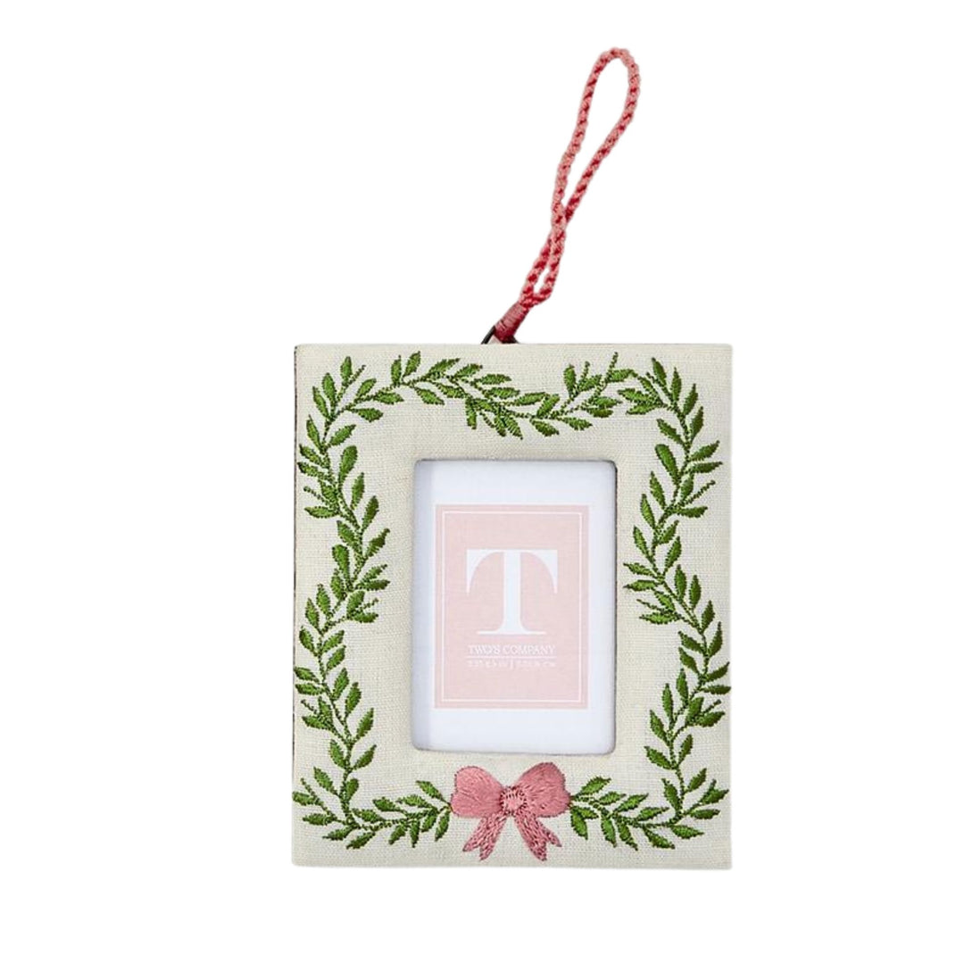 Holiday Memories Embroidered Frame Ornaments Christmas Ornament Two's Company Wreath Border 