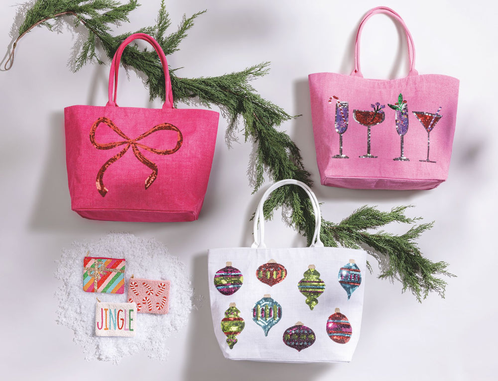 Holiday Sparkle Totes Halloween Decor MudPie 