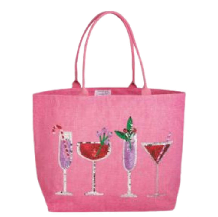 Holiday Sparkle Totes Tote MudPie Pink Cocktails 