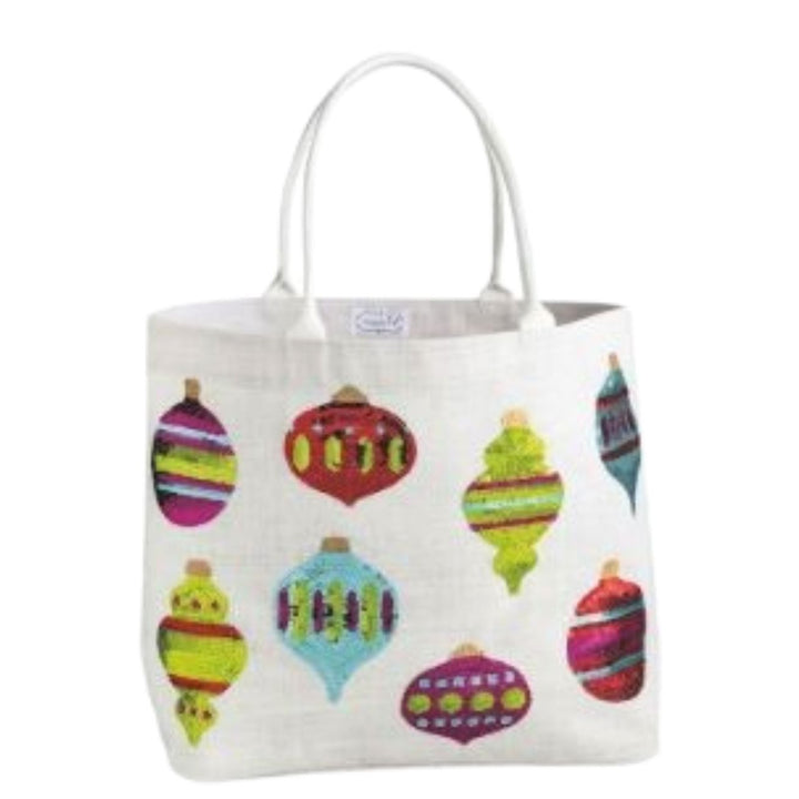 Holiday Sparkle Totes Tote MudPie White Ornaments 