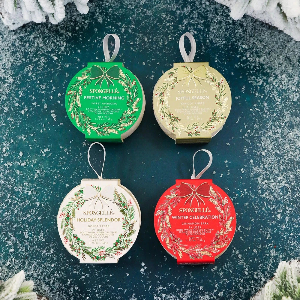 Holiday Wreath Body Buffers Bath Soap Spongelle 