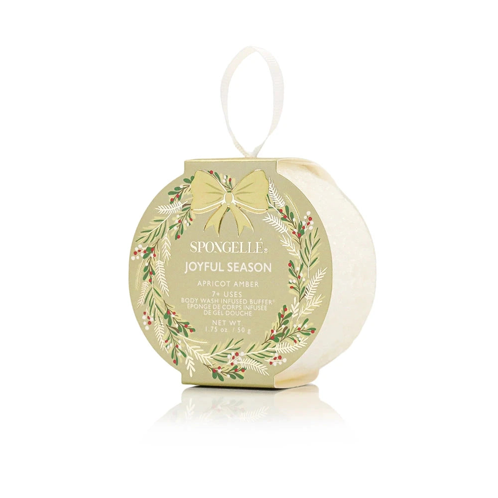Holiday Wreath Body Buffers Bath Soap Spongelle Apricot Amber 