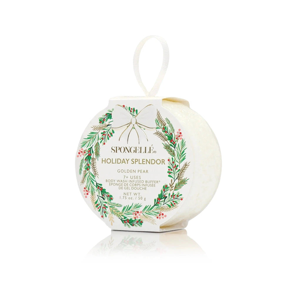 Holiday Wreath Body Buffers Bath Soap Spongelle Golden Pear 