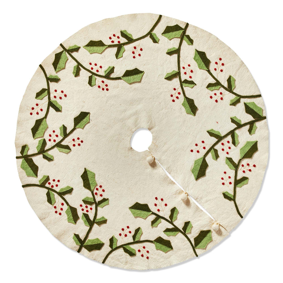 Holly and Berry Tree Skirt Christmas Tree Skirts Tag True Living 