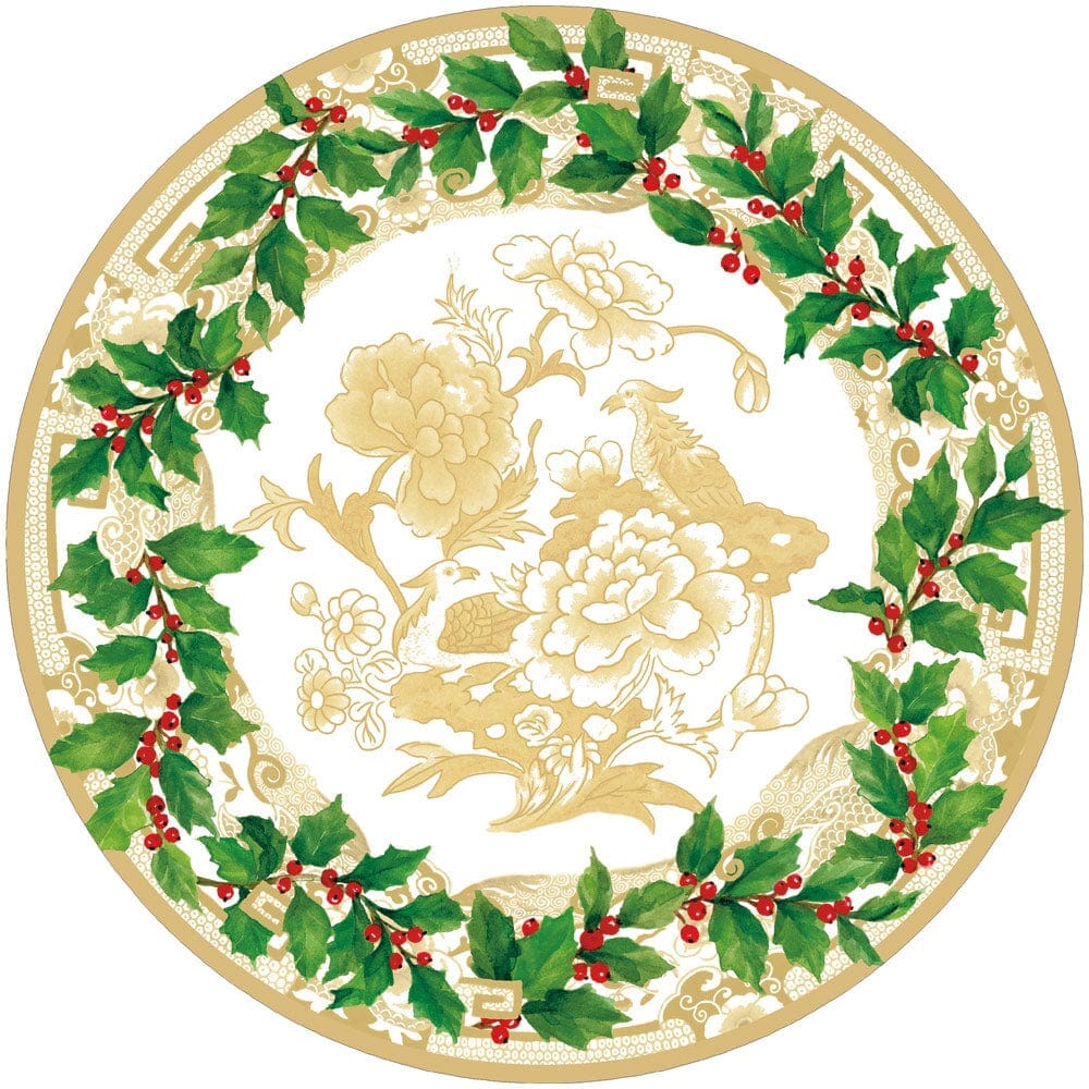 Holly Ceramic Placemat - Ivory/Gold Placemats Caspari 
