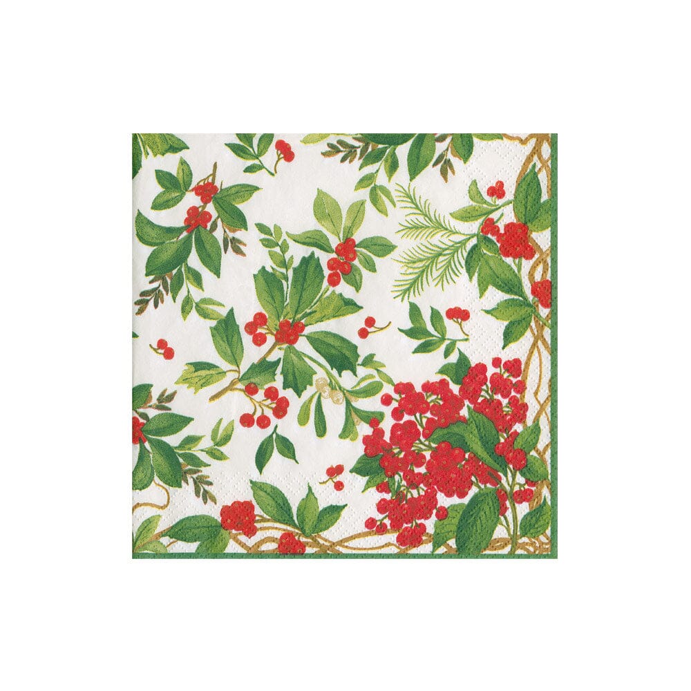 Holly Chintz White Cocktail Napkins Cocktail Napkins Caspari 