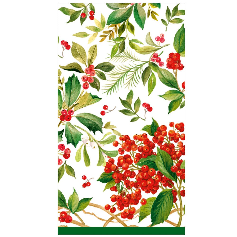 Holly Chintz White Guest Towel Guest Towels Caspari 