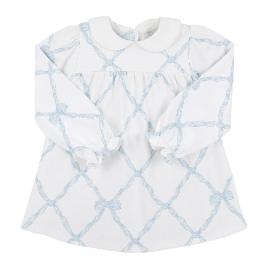 Holly Day Dress - Blue Belle Meade Bow Girl Dress Beaufort Bonnet 
