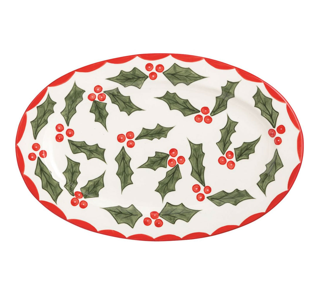 Holly Platter Serving Piece MudPie 