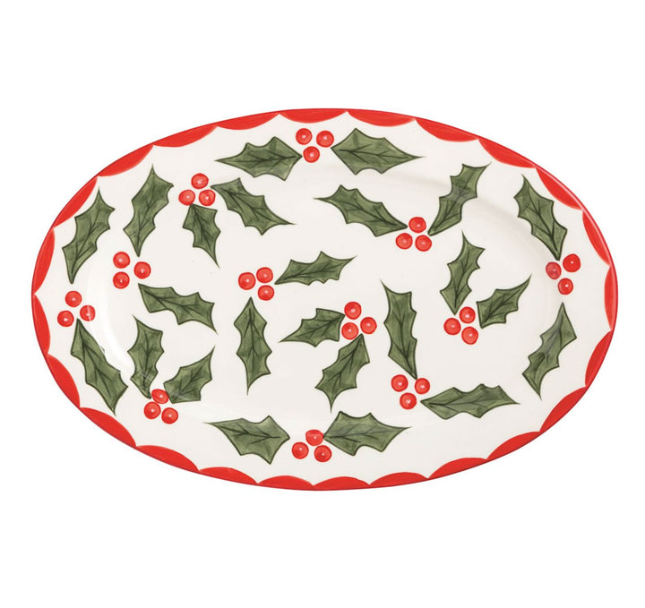 Holly Platter Serving Piece MudPie 