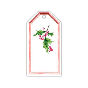 Holly Sprig with Berries Gift Tag Gift Tags & Labels Rosanne Beck 