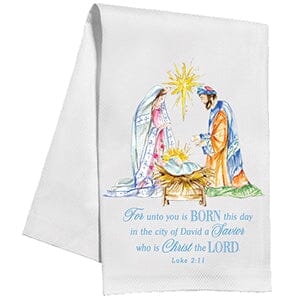 Holy Family with Scripture Luke 2:11 Kitchen Towel Kitchen Towel Rosanne Beck 