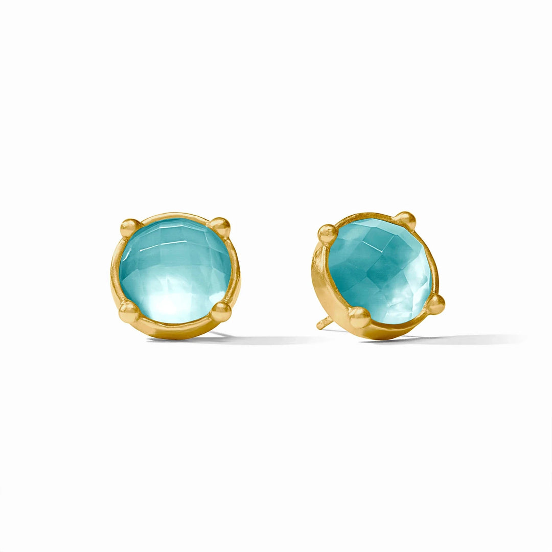 Honey Stud Earrings - Iridescent Bahamian Blue Womens Earrings Julie Vos 