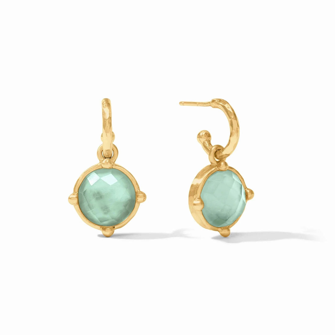 Honeybee Hoop & Charm Earrings - Iridescent Aquamarine Blue Womens Earrings Julie Vos 