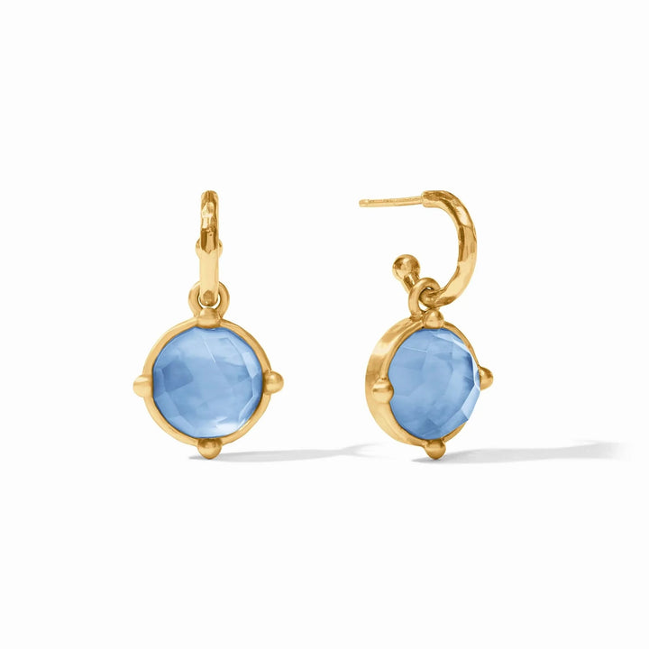 Honeybee Hoop & Charm Earrings - Iridescent Chalcedony Blue Womens Earrings Julie Vos 