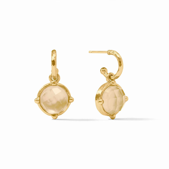 Honeybee Hoop & Charm Earrings - Iridescent Champagne Womens Earrings Julie Vos 
