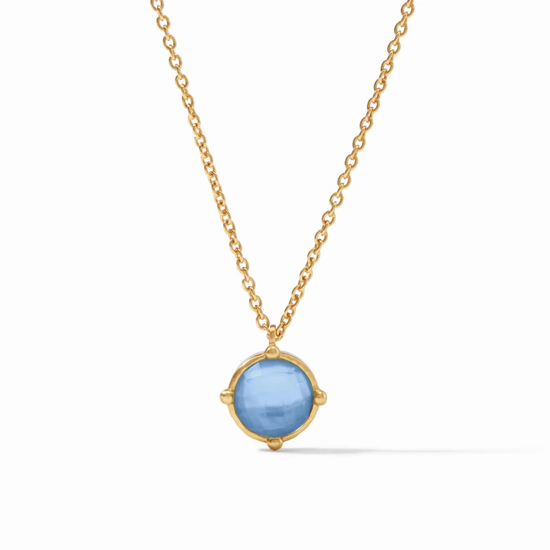 Honeybee Solitaire Necklace - Iridescent Chalcedony Blue Womens Necklace Julie Vos 