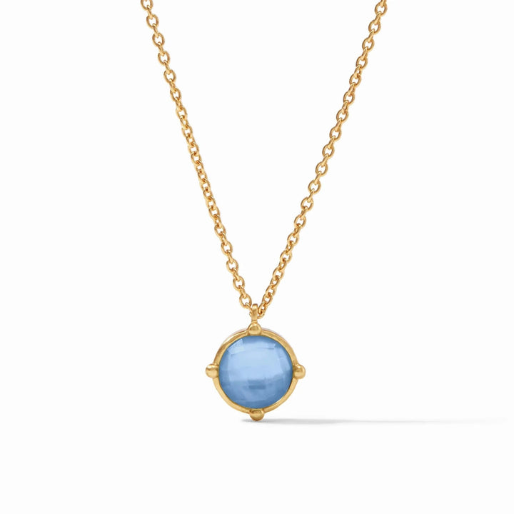 Honeybee Solitaire Necklace - Iridescent Chalcedony Blue Womens Necklace Julie Vos 
